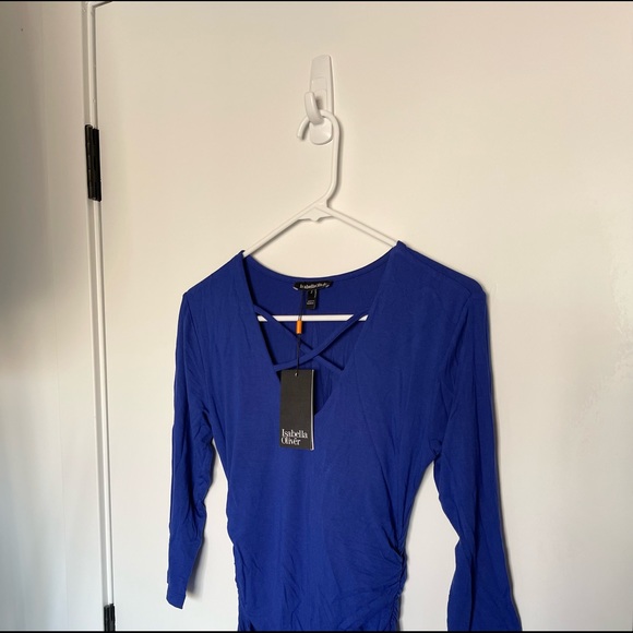 NEW Isabella Oliver Maternity Dress Cobalt Blue Sz 2 Bodycon Ruching - Picture 5 of 7